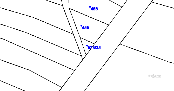Parcela st. 525/33 v KÚ Lhovice, Katastrální mapa