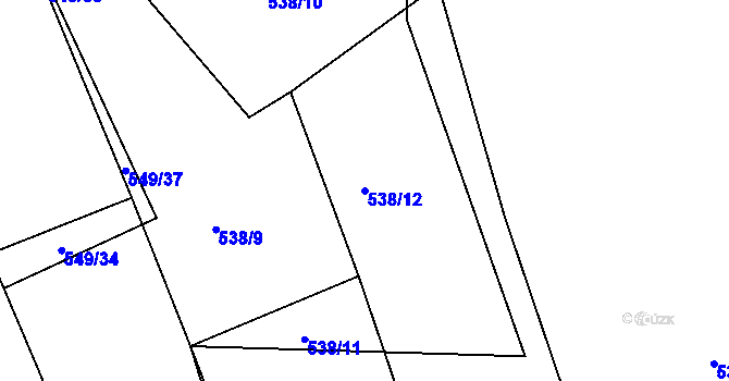 Parcela st. 538/12 v KÚ Lhovice, Katastrální mapa