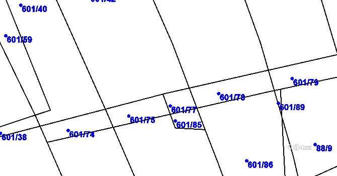 Parcela st. 601/44 v KÚ Lhovice, Katastrální mapa