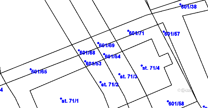 Parcela st. 601/54 v KÚ Lhovice, Katastrální mapa