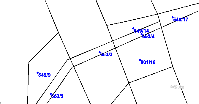 Parcela st. 653/3 v KÚ Lhovice, Katastrální mapa