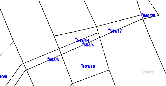 Parcela st. 653/4 v KÚ Lhovice, Katastrální mapa