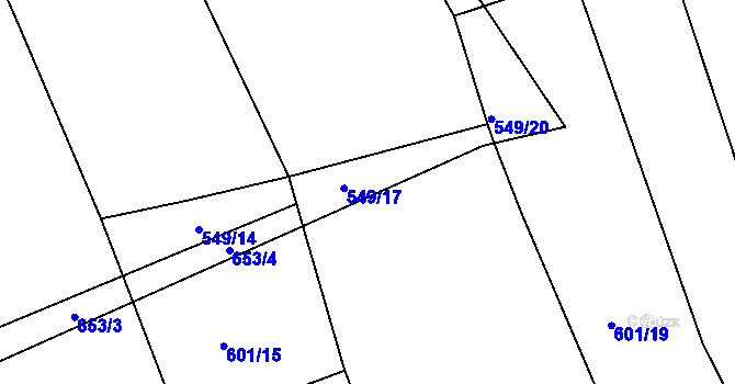 Parcela st. 653/5 v KÚ Lhovice, Katastrální mapa