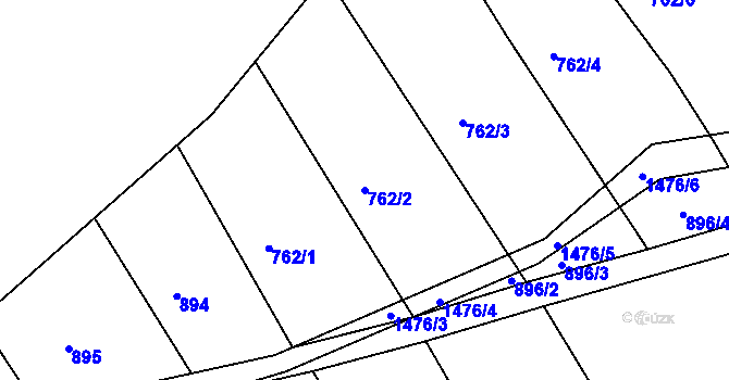 Parcela st. 762/2 v KÚ Lhovice, Katastrální mapa