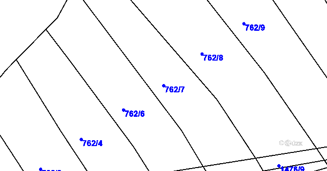Parcela st. 762/7 v KÚ Lhovice, Katastrální mapa