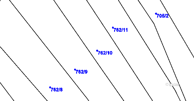 Parcela st. 762/10 v KÚ Lhovice, Katastrální mapa