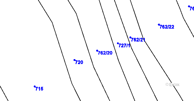 Parcela st. 762/20 v KÚ Lhovice, Katastrální mapa
