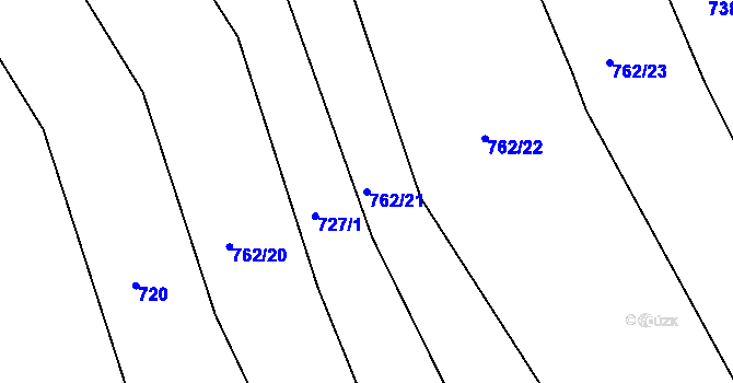 Parcela st. 762/21 v KÚ Lhovice, Katastrální mapa