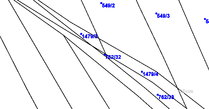 Parcela st. 762/32 v KÚ Lhovice, Katastrální mapa