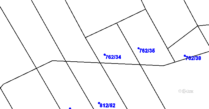 Parcela st. 762/34 v KÚ Lhovice, Katastrální mapa