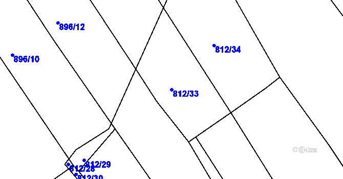 Parcela st. 812/33 v KÚ Lhovice, Katastrální mapa