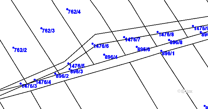 Parcela st. 896/4 v KÚ Lhovice, Katastrální mapa