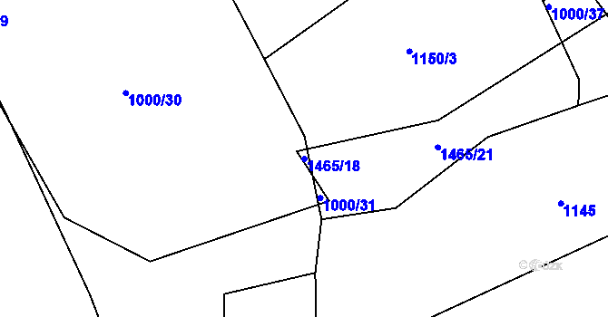 Parcela st. 1465/18 v KÚ Lhovice, Katastrální mapa