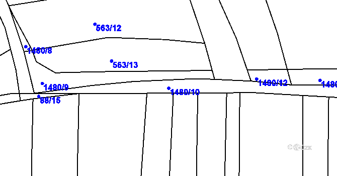 Parcela st. 1480/10 v KÚ Lhovice, Katastrální mapa