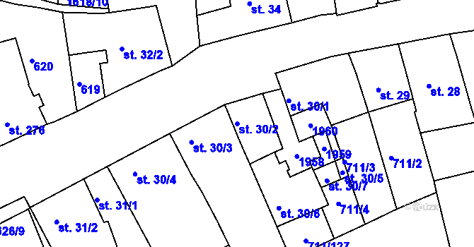 Parcela st. 30/2 v KÚ Švihov u Klatov, Katastrální mapa