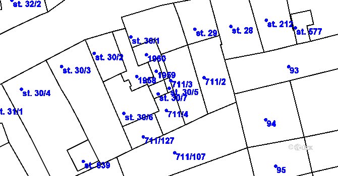 Parcela st. 30/5 v KÚ Švihov u Klatov, Katastrální mapa