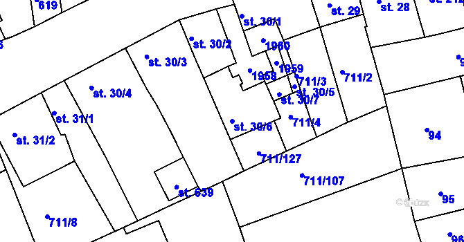 Parcela st. 30/6 v KÚ Švihov u Klatov, Katastrální mapa