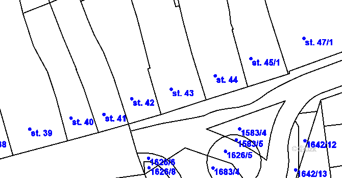 Parcela st. 43 v KÚ Švihov u Klatov, Katastrální mapa