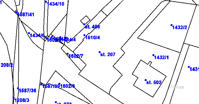 Parcela st. 207 v KÚ Švihov u Klatov, Katastrální mapa