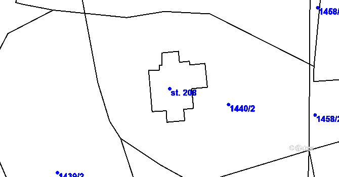 Parcela st. 208 v KÚ Švihov u Klatov, Katastrální mapa