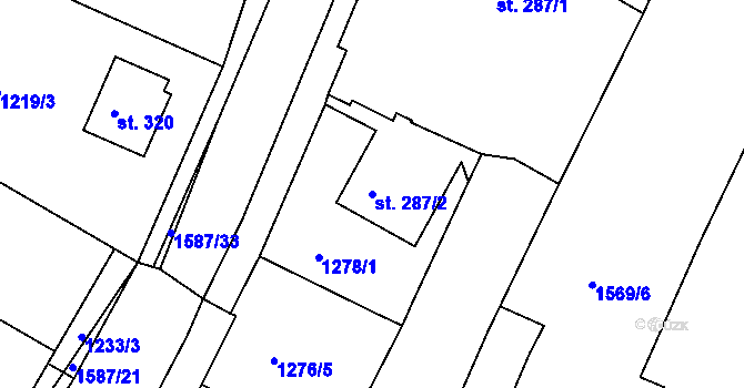 Parcela st. 287/2 v KÚ Švihov u Klatov, Katastrální mapa