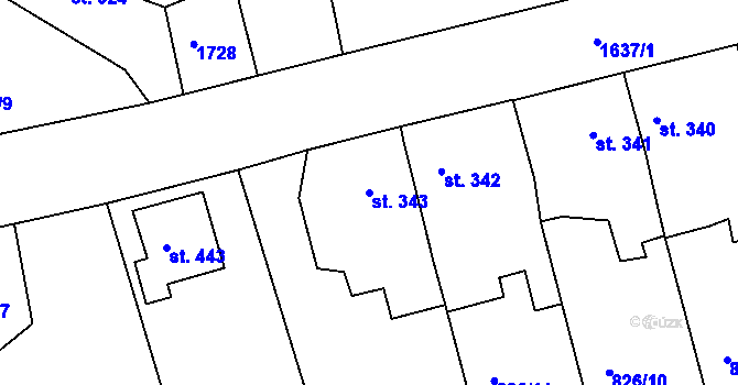 Parcela st. 343 v KÚ Švihov u Klatov, Katastrální mapa
