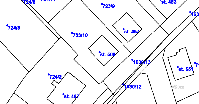 Parcela st. 509 v KÚ Švihov u Klatov, Katastrální mapa