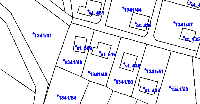 Parcela st. 516 v KÚ Švihov u Klatov, Katastrální mapa