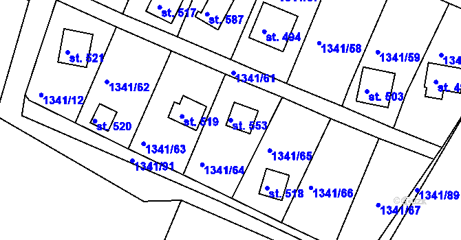 Parcela st. 553 v KÚ Švihov u Klatov, Katastrální mapa