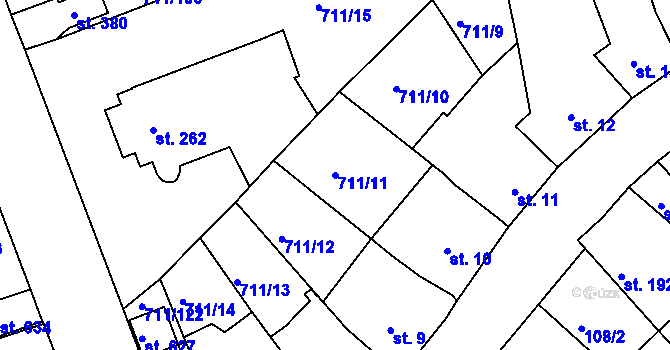 Parcela st. 711/11 v KÚ Švihov u Klatov, Katastrální mapa