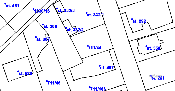 Parcela st. 711/44 v KÚ Švihov u Klatov, Katastrální mapa