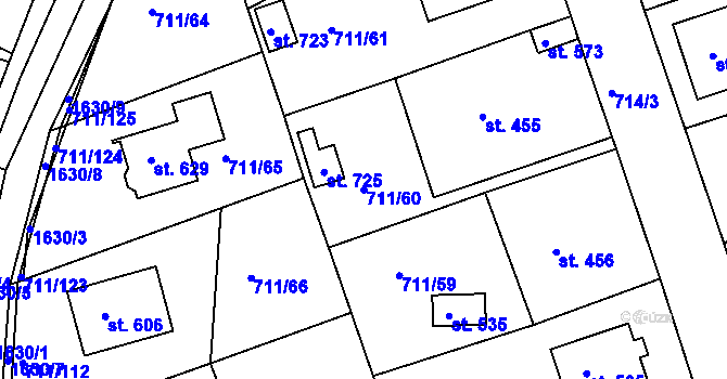 Parcela st. 711/60 v KÚ Švihov u Klatov, Katastrální mapa