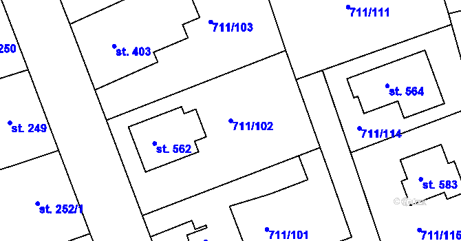 Parcela st. 711/102 v KÚ Švihov u Klatov, Katastrální mapa