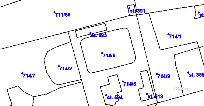 Parcela st. 714/6 v KÚ Švihov u Klatov, Katastrální mapa