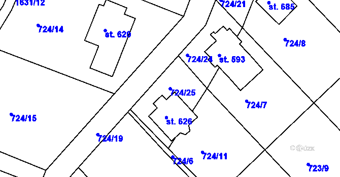 Parcela st. 724/25 v KÚ Švihov u Klatov, Katastrální mapa