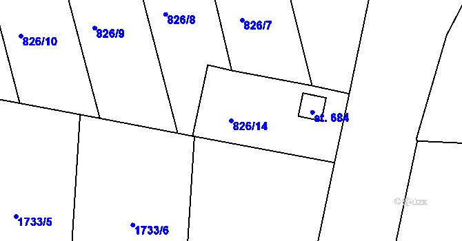 Parcela st. 826/14 v KÚ Švihov u Klatov, Katastrální mapa