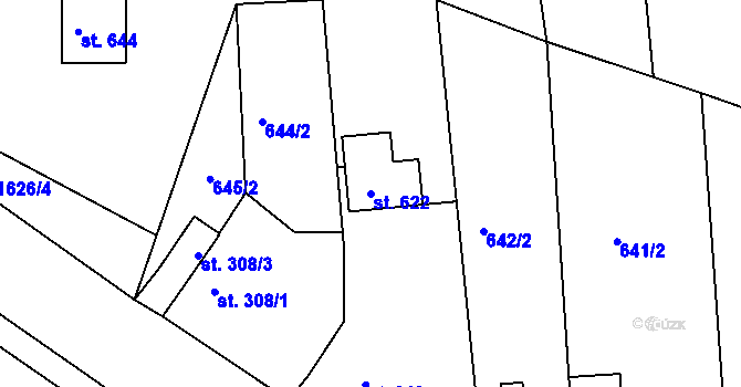 Parcela st. 622 v KÚ Švihov u Klatov, Katastrální mapa