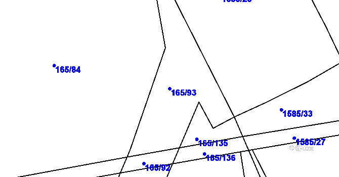 Parcela st. 165/93 v KÚ Švihov u Klatov, Katastrální mapa