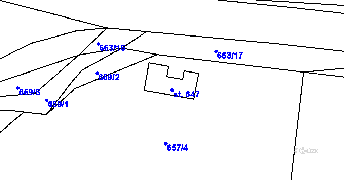 Parcela st. 647 v KÚ Švihov u Klatov, Katastrální mapa