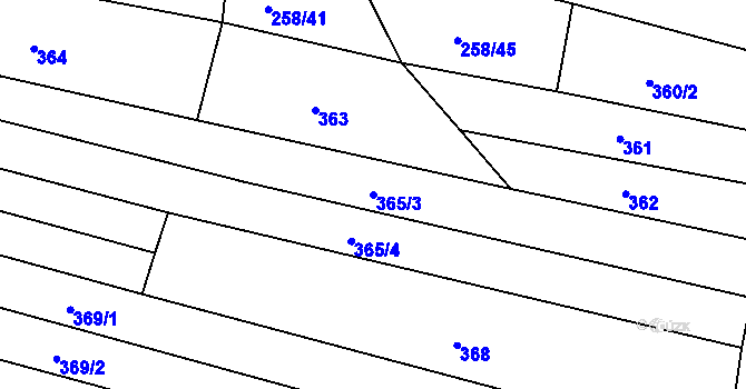 Parcela st. 365/3 v KÚ Švihov u Klatov, Katastrální mapa