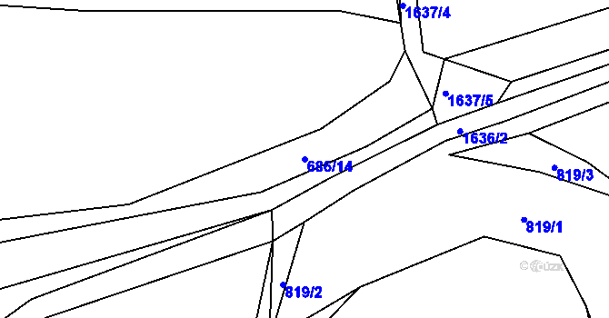 Parcela st. 686/14 v KÚ Švihov u Klatov, Katastrální mapa