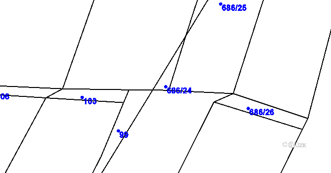 Parcela st. 686/24 v KÚ Švihov u Klatov, Katastrální mapa