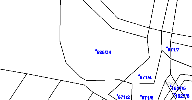 Parcela st. 686/34 v KÚ Švihov u Klatov, Katastrální mapa