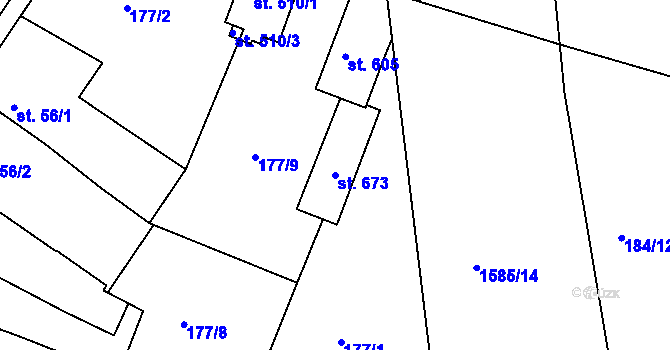 Parcela st. 673 v KÚ Švihov u Klatov, Katastrální mapa