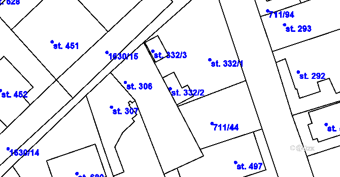 Parcela st. 332/2 v KÚ Švihov u Klatov, Katastrální mapa