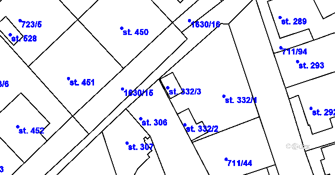 Parcela st. 332/3 v KÚ Švihov u Klatov, Katastrální mapa