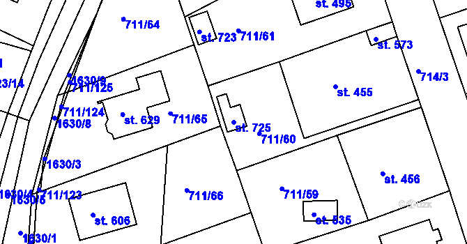 Parcela st. 725 v KÚ Švihov u Klatov, Katastrální mapa