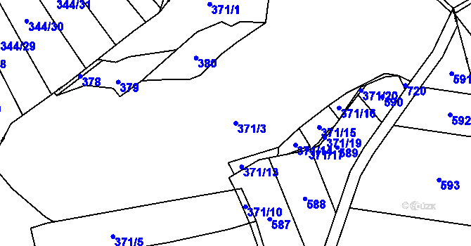 Parcela st. 371/3 v KÚ Vosí, Katastrální mapa