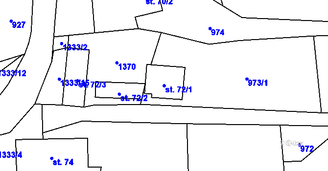 Parcela st. 72/1 v KÚ Švihov, Katastrální mapa