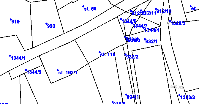 Parcela st. 119 v KÚ Švihov, Katastrální mapa